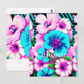 Carte Postale Fleurs Hibiscus multicolores Thunder_Cove (Devant / Derrière)