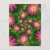 Carte Postale Fleurs Imaginaires roses Art Fractal Abstrait mode (Devant)