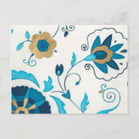 Fleurs Indigo dorées avec Arrière - plan blanc