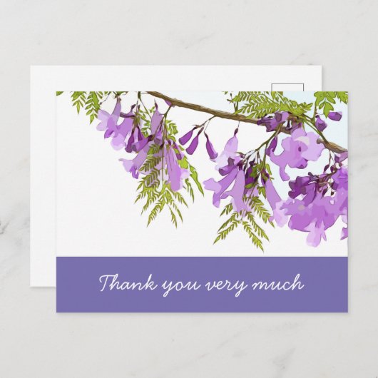 Carte Postale Fleurs Jacaranda dans fleurs en fleurs violet (Devant / Derrière)