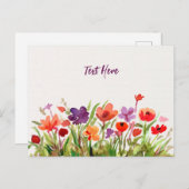 Carte postale Fleurs Jardin Aquarelle (Devant / Derrière)