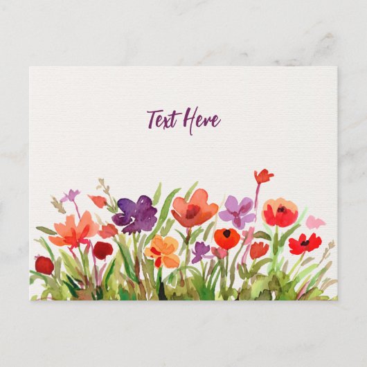 Carte postale Fleurs Jardin Aquarelle (Devant)
