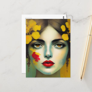 Carte Postale Fleurs jaunes dans ses cheveux