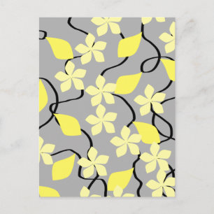 Carte Postale Fleurs jaunes et gris. Modèle floral.
