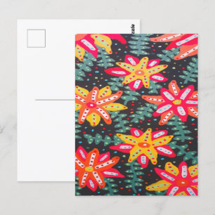 Carte Postale Fleurs jaunes et orange audacieuses sur fond noir