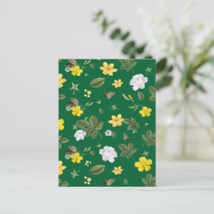 Carte Postale Fleurs jaunes et roses blanches 6