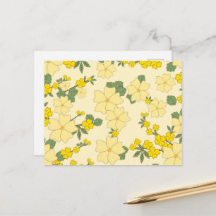 Carte Postale Fleurs Jaunes, Motif Floral, Motif De Fleurs