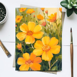 Carte Postale Fleurs Jaunes Peinture Aquarelle Florale Champ