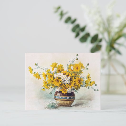 Carte Postale Fleurs jaunes soleil par Paul de Longpre CC1012 (Debout devant)