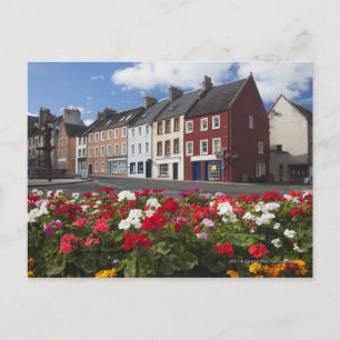 Carte Postale Fleurs Le Long D'Une Rue Dans Un Quartier Résident