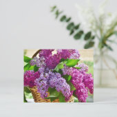 Carte Postale Fleurs Lilac de printemps roses et violettes dans  (Debout devant)