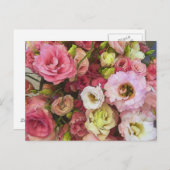 Carte Postale Fleurs Lisianthus Roses (Devant / Derrière)