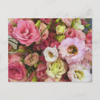 Carte Postale Fleurs Lisianthus Roses