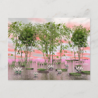 Carte Postale Fleurs Lotus et bambous - rendu 3D