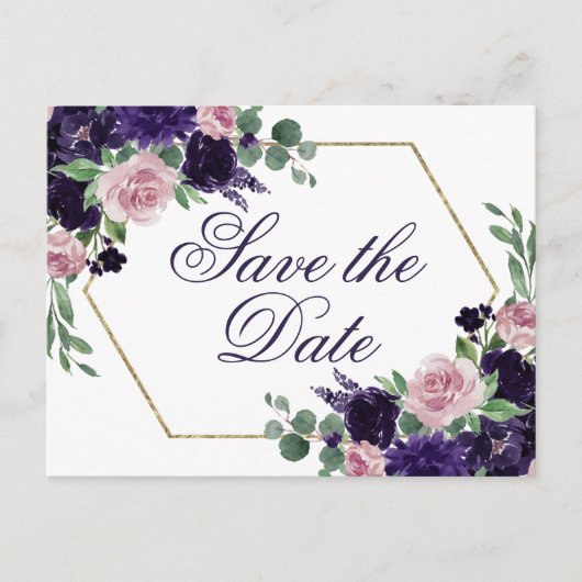 Carte Postale Fleurs Luxuriantes | Rose Violette et Rose Enregis (Devant)