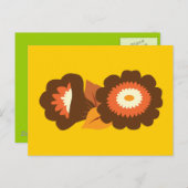 Carte Postale Fleurs Marron Rétro (Devant / Derrière)