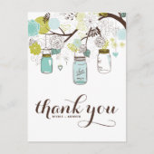 CARTE POSTALE FLEURS & MASON JARS MARIAGE MERCI POSTCARD (Devant)