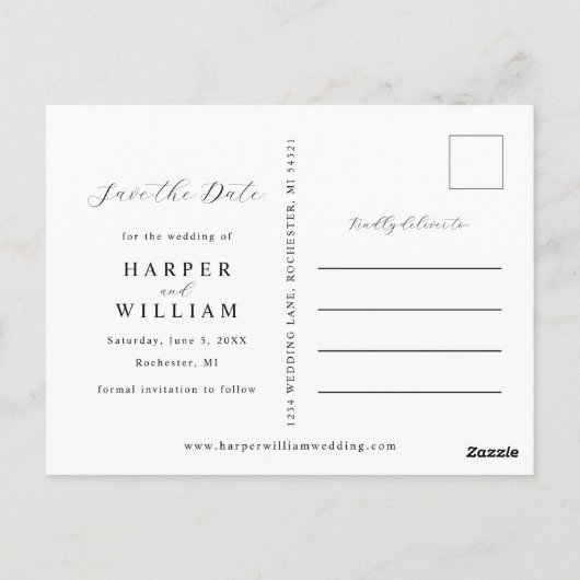 Carte Postale Fleurs métalliques photo enregistrer la date (Dos)