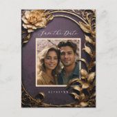 Carte Postale Fleurs métalliques photo enregistrer la date (Devant)