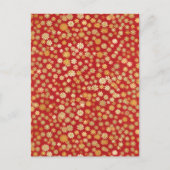 Carte Postale Fleurs minuscules sur Chiyogami Arrière - plan rou (Devant)