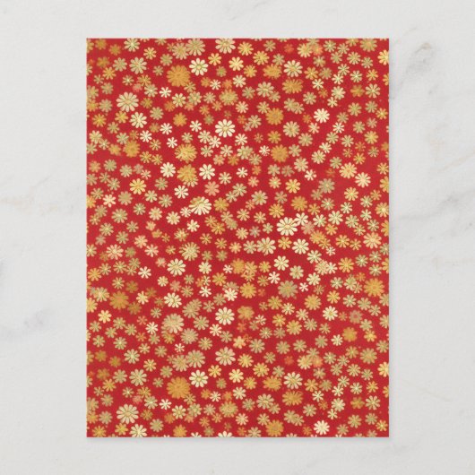 Carte Postale Fleurs minuscules sur Chiyogami Arrière - plan rou (Devant)