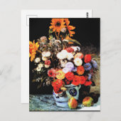 Carte Postale Fleurs mixtes dans un pot d'oeillet, (Devant / Derrière)