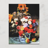 Carte Postale Fleurs mixtes dans un pot d'oeillet, (Devant)