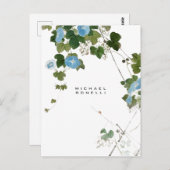 Carte Postale Fleurs Moderne Nom Propre Professionnel (Devant / Derrière)