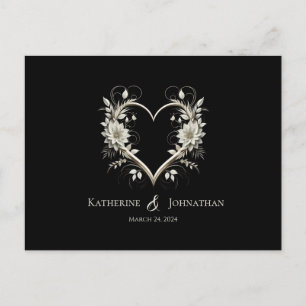 Carte Postale Fleurs modernes avec un coeur-RSVP-Mariage-