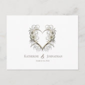 Carte Postale Fleurs modernes avec un coeur-RSVP-Mariage- (Devant)