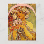 Carte Postale fleurs mucha (Devant)
