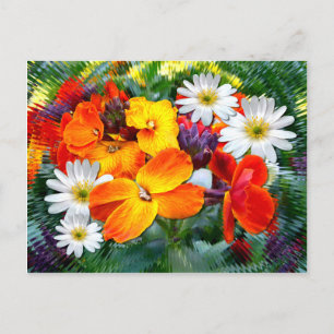 Carte Postale Fleurs murales colorées
