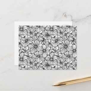 Carte Postale Fleurs Noir Blanc