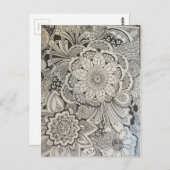 Carte Postale Fleurs noir et blanc (Devant / Derrière)