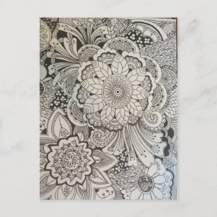 Carte Postale Fleurs noir et blanc