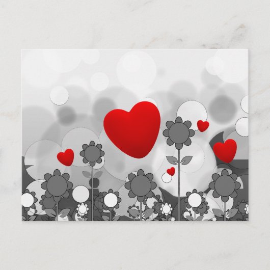 Carte Postale Fleurs noires/blanches/grises mignonnes avec grand (Devant)