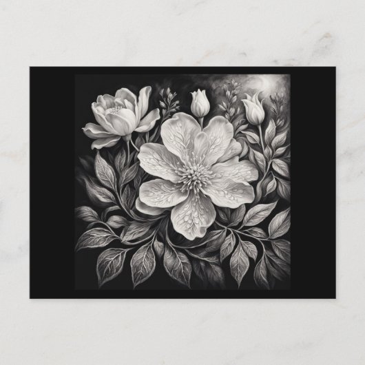 Carte Postale Fleurs noires et blanches (Devant)