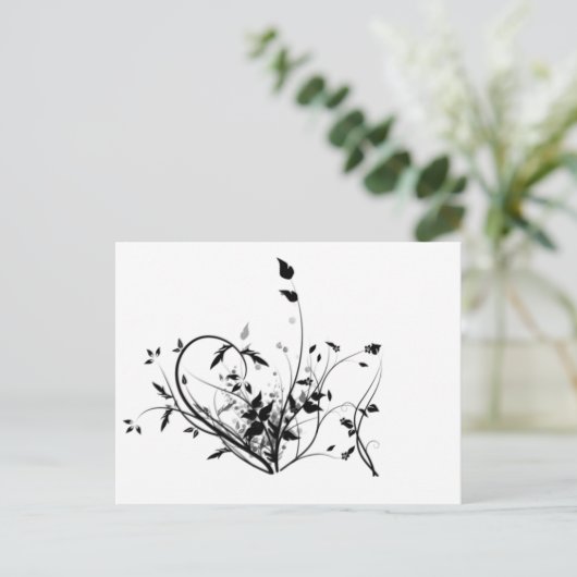 Carte Postale Fleurs Noires Et Blanches (Debout devant)