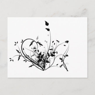Carte Postale Fleurs Noires Et Blanches