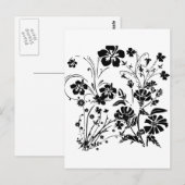 Carte Postale Fleurs noires et blanches (Devant / Derrière)