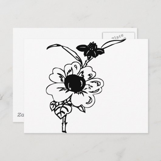 Carte Postale Fleurs noires et blanches (Devant / Derrière)