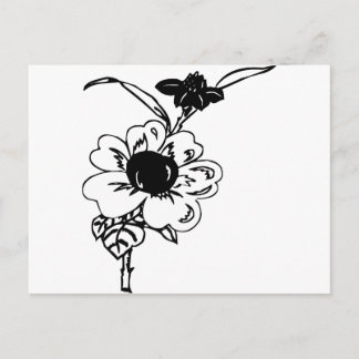 Carte Postale Fleurs noires et blanches