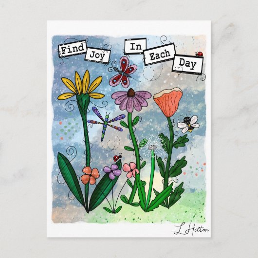 Carte Postale Fleurs, notes musicales et oeuvres d'art de la joi (Devant)