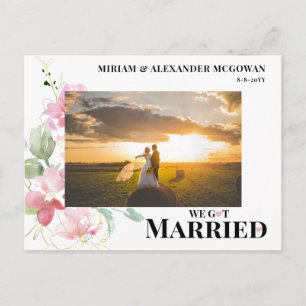 Carte Postale Fleurs Nous nous sommes mariés Annonce de mariage 