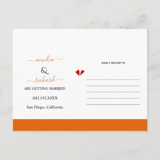 Carte Postale Fleurs orange et mariage de automne arc Enregistre (Dos)