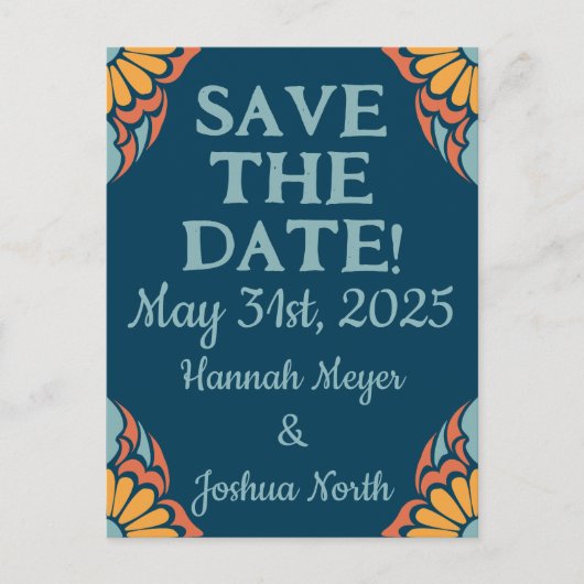 Carte Postale Fleurs orange super sur Bleu Profond Sauvegarder l (Devant)