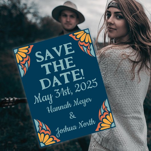 Carte Postale Fleurs orange super sur Bleu Profond Sauvegarder l