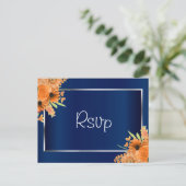 Carte Postale Fleurs orange sur fond bleu marine (Debout devant)
