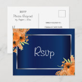 Carte Postale Fleurs orange sur fond bleu marine (Devant / Derrière)