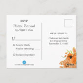 Carte Postale Fleurs orange sur fond bleu marine (Dos)